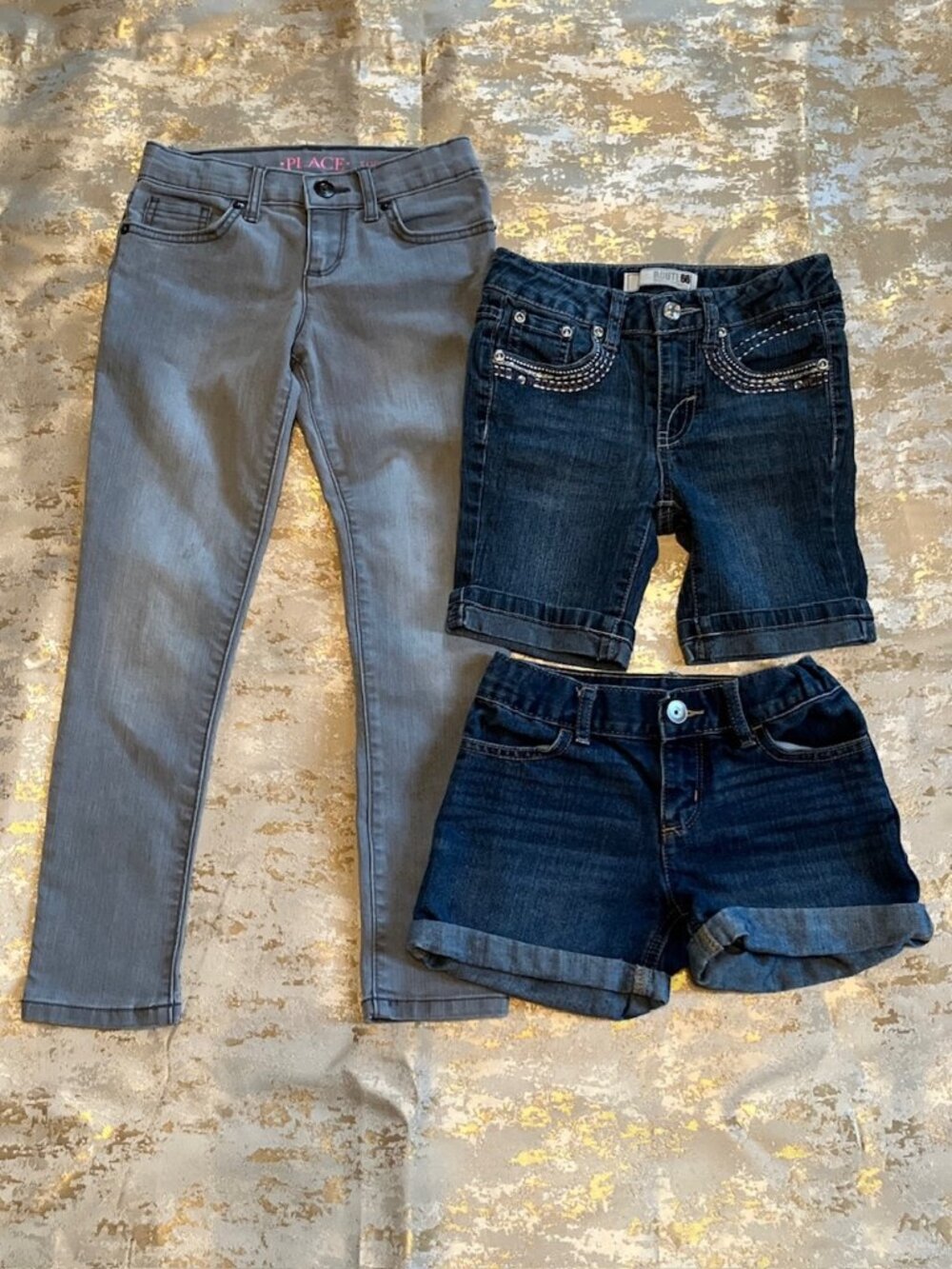 PLACE Mixed Lot of 3 Jeans Shorts Girls sz 6 6X 7 Gray Blue Denim School Summer